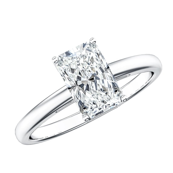 Rosec Jewels IGI Certified 2 Carat Radiant Cut Diamond Ring Engagement - Diamond Solitaire Ring - E-VS1 Quality, 10K White Gold, US 7.00