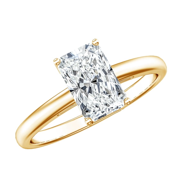 Rosec Jewels IGI Certified 2 Carat Radiant Cut Diamond Ring Engagement - Diamond Solitaire Ring - E-VS1 Quality, 14K Yellow Gold, US 7.00