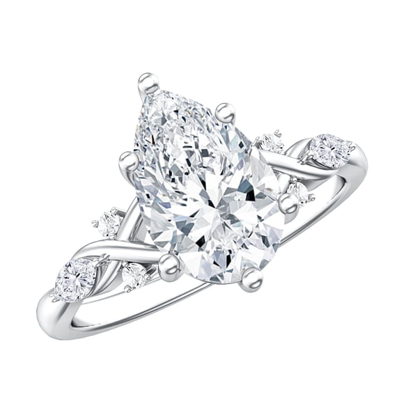 Rosec Jewels IGI Certified 2 Carat Teardrop Lab Grown Diamond Ring for Engagement- E-VS1 Quality, 14K White Gold, US 4.00