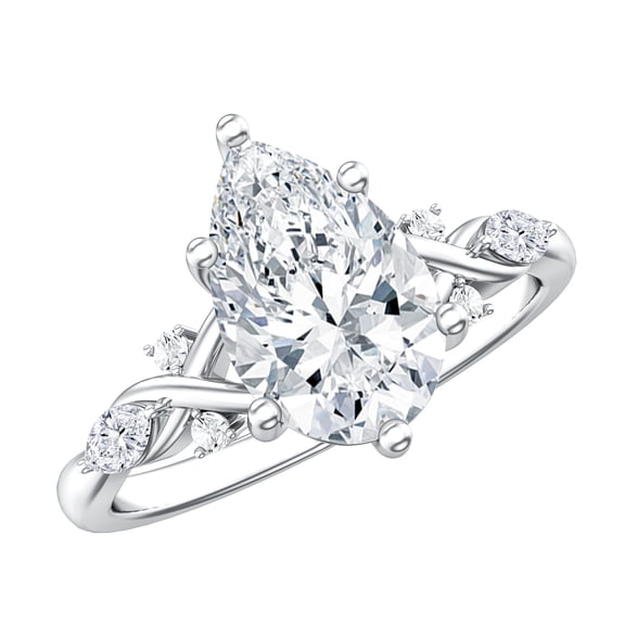 Rosec Jewels IGI Certified 2 Carat Teardrop Lab Grown Diamond Ring for Engagement- E-VS1 Quality, 925 Sterling Silver, US 4.00