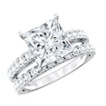 thumbnail image 1 of Rosec Jewels IGI Certified 2 Carat Lab Grown Diamond Princess Cut Engagement Ring Set for Women - E-VS1 Quality - With Jewelry Box, 925 Sterling Silver, US 3.00, 1 of 9