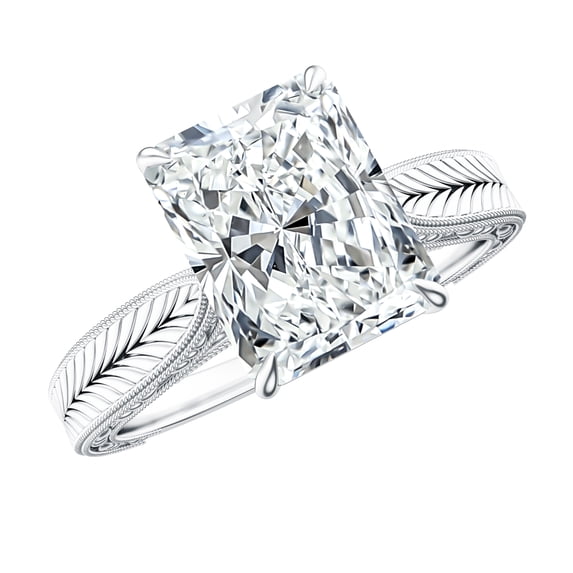 Rosec Jewels IGI Certified 3 Carat Lab Grown Diamond Radiant Cut Engagement Ring for Women - E-VS1 Quality - Vintage Style Ring, 18K White Gold, US 6.00