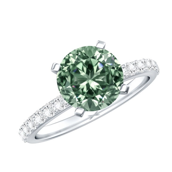 Rosec Jewels IGI Certified 3 Carat Lab Grown Green Diamond Engagement Ring - VS1 Quality - Green and White Diamond Ring, 925 Sterling Silver, US 4.00
