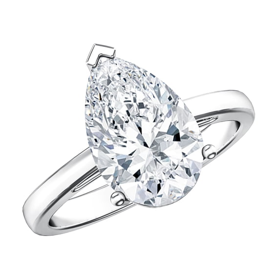 Rosec Jewels IGI Certified 3 Ct Lab Grown Diamond Pear Shaped Engagement Ring (E-VS1 Grade), 14K White Gold, US 9.50