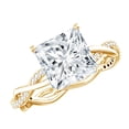 thumbnail image 1 of Rosec Jewels IGI Certified 4 Carat Lab Grown Diamond Engagement Ring (E-VS1 Grade) - Princess Cut Diamond Ring with Braided Shank, 10K Yellow Gold, US 6.50, 1 of 8