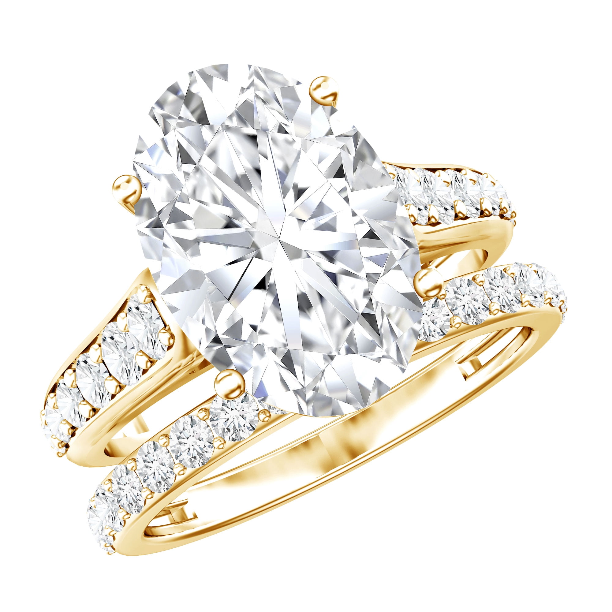 Large Yellow Lab Rosec Jewels IGI Certified 4 Carat Lab Grown Diamond Oval Engagement ...