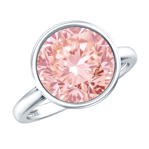 Rosec Jewels IGI Certified 4 Carat Lab Grown Pink Diamond Bezel Set Engagement Ring - VS1 Grade, 925 Sterling Silver, US 4.00