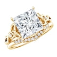 thumbnail image 1 of Rosec Jewels IGI Certified 4 Carat Princess Cut Lab Grown Diamond Wedding Ring Set - E-VS1 Grade - Celtic Engagement Ring with Enhancer, 10K Yellow Gold, US 12.00, 1 of 9