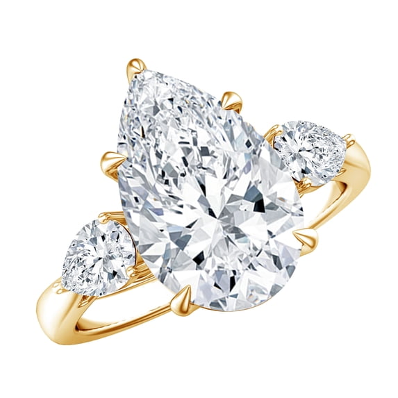 Rosec Jewels IGI Certified 4 Ct Lab Grown Diamond Statement Engagement Ring (E-VS1 Grade), 18K Yellow Gold, US 6.50