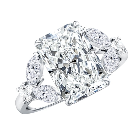 Rosec Jewels IGI Certified 4 Ct Lab Grown Radiant Cut Diamond Engagement Ring (E-VS1 Quality), 10K White Gold, US 7.50