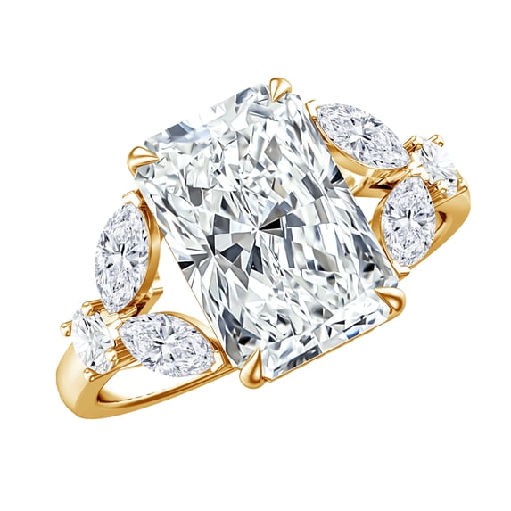 Rosec Jewels IGI Certified 4 Ct Lab Grown Radiant Cut Diamond Engagement Ring (E-VS1 Quality), 18K Yellow Gold, US 6.50