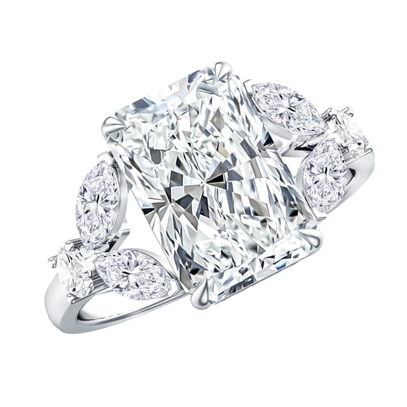 Rosec Jewels IGI Certified 4 Ct Lab Grown Radiant Cut Diamond Engagement Ring (E-VS1 Quality), 925 Sterling Silver, US 4.00
