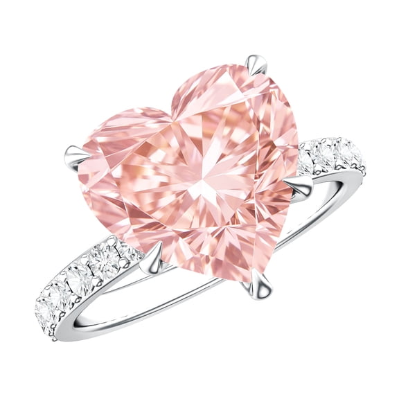 Rosec Jewels IGI Certified 5 Carat Heart Shape Lab Grown Pink Diamond Engagement Ring (VS1 Clarity), 925 Sterling Silver, US 4.00