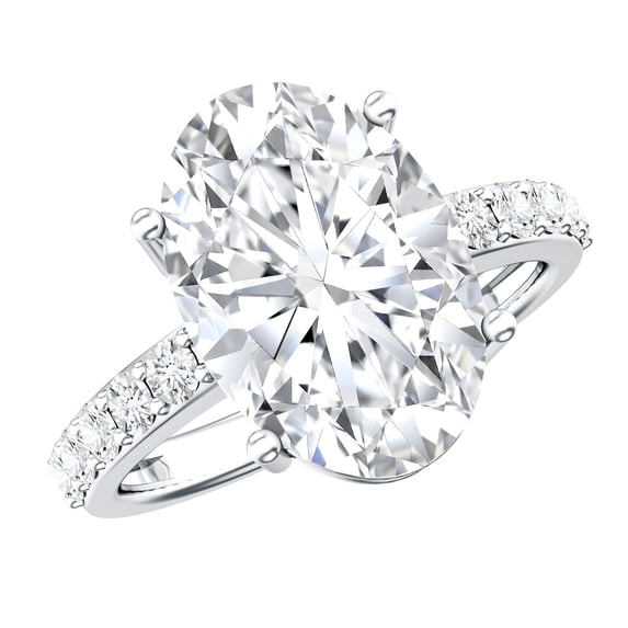 Rosec Jewels IGI Certified 5 Carat Lab Grown Diamond Oval Engagement Ring - Diamond Statement Ring - E-VS1 Quality, 14K White Gold, US 12.00