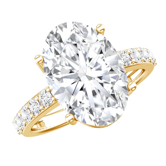 Rosec Jewels IGI Certified 5 Carat Lab Grown Diamond Oval Engagement Ring - Diamond Statement Ring - E-VS1 Quality, 14K Yellow Gold, US 6.50