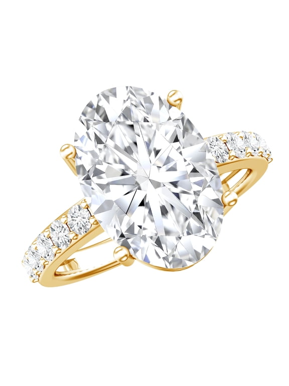 IGI Certified 5 Carat Lab Grown Diamond Oval Engagement Ring - Diamond Statement Ring - E-VS1 Quality, 14K Yellow Gold, US 7.00