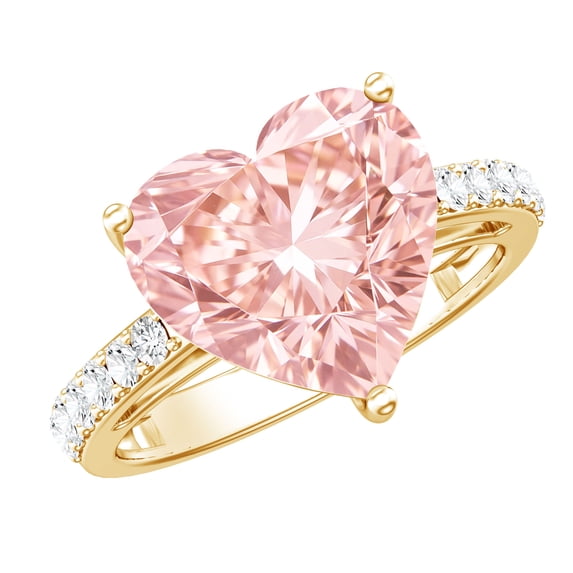 Rosec Jewels IGI Certified 5 Carat Lab Grown Pink Diamond Heart Engagement Ring (VS1 Grade), 10K Yellow Gold, US 3.50