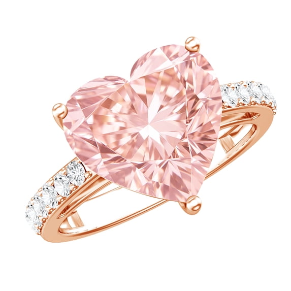 Rosec Jewels IGI Certified 5 Carat Lab Grown Pink Diamond Heart Engagement Ring (VS1 Grade), 14K Rose Gold, US 6.00