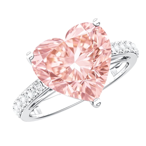 Rosec Jewels IGI Certified 5 Carat Lab Grown Pink Diamond Heart Engagement Ring (VS1 Grade), 18K White Gold, US 6.50