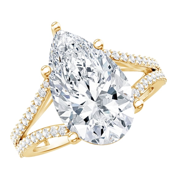 Rosec Jewels IGI Certified 5 Ct Lab Grown Big Diamond Engagement Ring with Split Shank (E-VS1 Grade), 14K Yellow Gold, US 8.50