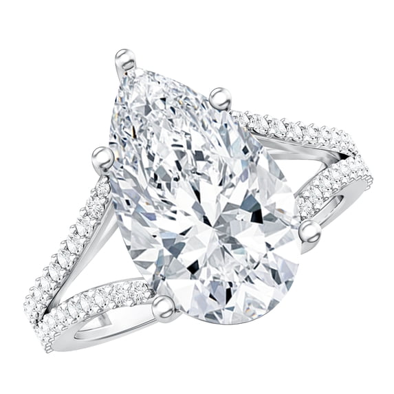 Rosec Jewels IGI Certified 5 Ct Lab Grown Big Diamond Engagement Ring with Split Shank (E-VS1 Grade), 18K White Gold, US 3.50
