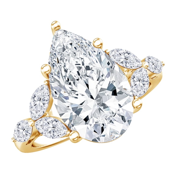 Rosec Jewels IGI Certified 5 Ct Pear Shape Lab Grown Diamond Engagement Ring - E-VS1 Grade, 14K Yellow Gold, US 4.00