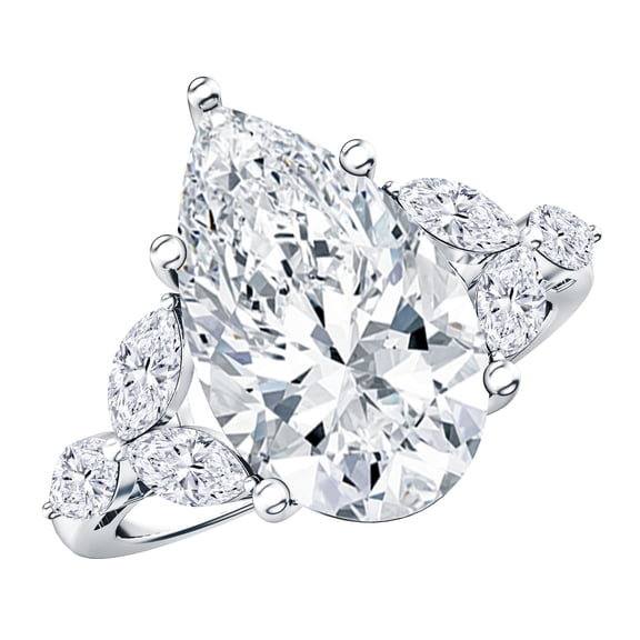 Rosec Jewels IGI Certified 5 Ct Pear Shape Lab Grown Diamond Engagement Ring - E-VS1 Grade, 925 Sterling Silver, US 4.00