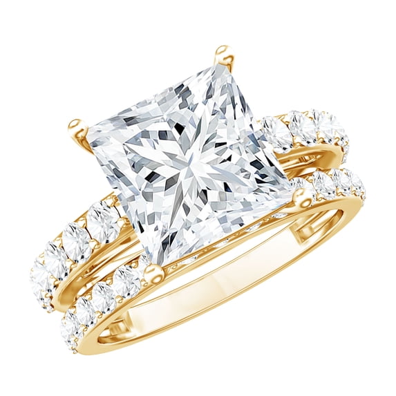 Rosec Jewels IGI Certified Lab Grown Diamond Wedding Ring Set (E-VS1 Grade) - 5 Carat Diamond Engagement Ring with Band, 10K Yellow Gold, US 10.00