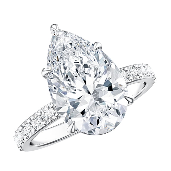 Rosec Jewels IGI Certified Big 4 Carat Pear Shape Lab Grown Diamond Engagement Ring - E-VS1 Quality, 925 Sterling Silver, US 4.00