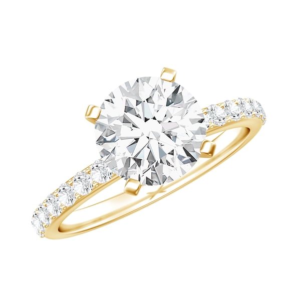 Rosec Jewels IGI Certified Lab Created Diamond Solitaire Engagement Ring (2 Carat, E-VS1 Quality) - Jewelry for Special Occasions, 18K Yellow Gold, US 11.50