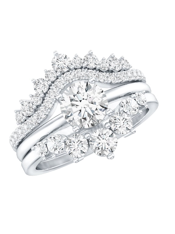 IGI Certified Lab Grown 1 Carat Diamond Engagement Ring with Enhancer (E-VS1 Grade), 925 Sterling Silver, US 4.00