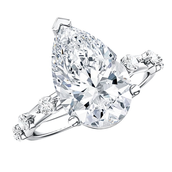 Rosec Jewels IGI Certified Lab Grown 4 Ct Diamond Ring - E-VS1 Grade - Pear Shaped Engagement Ring, 925 Sterling Silver, US 4.00