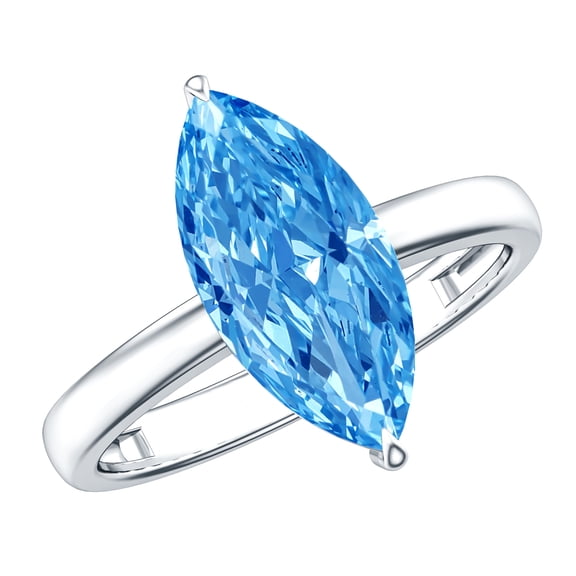 Rosec Jewels IGI Certified Lab Grown Blue Diamond 3 Carat Engagement Ring for Women - VS1 Quality - Marquise Diamond Ring, 925 Sterling Silver, US 4.00