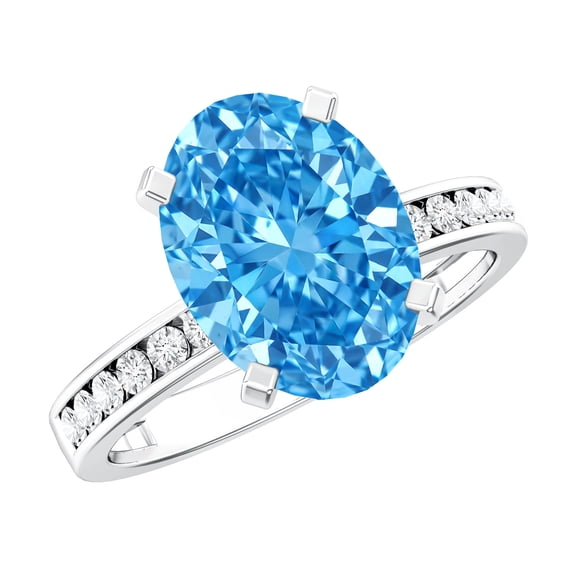 Rosec Jewels IGI Certified Lab Grown Blue Diamond 3 Ct Engagement Ring Oval - VS1 Quality, 925 Sterling Silver, US 4.00