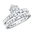 thumbnail image 1 of Rosec Jewels IGI Certified Lab Grown Diamond 2 Carat Engagement Ring with Band - E-VS1 Quality - Pear Shaped Wedding Ring Set, 925 Sterling Silver, US 4.00, 1 of 8
