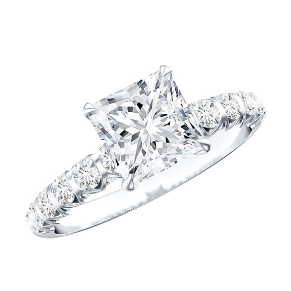 Rosec Jewels IGI Certified Lab Grown Diamond 2 Carat Engagement Ring - E-VS1 Quality - Princess Cut Diamond Ring for Women, 10K White Gold, US 11.50