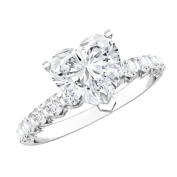 Rosec Jewels IGI Certified Lab Grown Diamond 2 Carat Heart Engagement Ring - Diamond Solitaire Ring for Women - E-VS1 Quality, 925 Sterling Silver, US 4.00