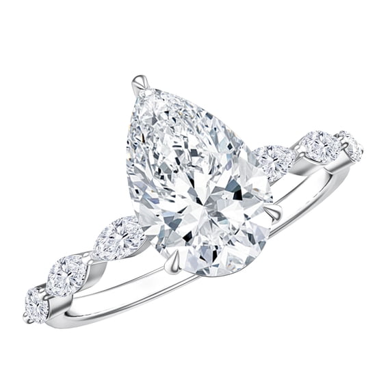 Rosec Jewels IGI Certified Lab Grown Diamond 2 Carat Pear Shaped Engagement Ring (E-VS1 Grade), 10K White Gold, US 11.50
