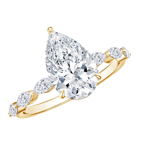 Rosec Jewels IGI Certified Lab Grown Diamond 2 Carat Pear Shaped Engagement Ring (E-VS1 Grade), 10K Yellow Gold, US 8.50