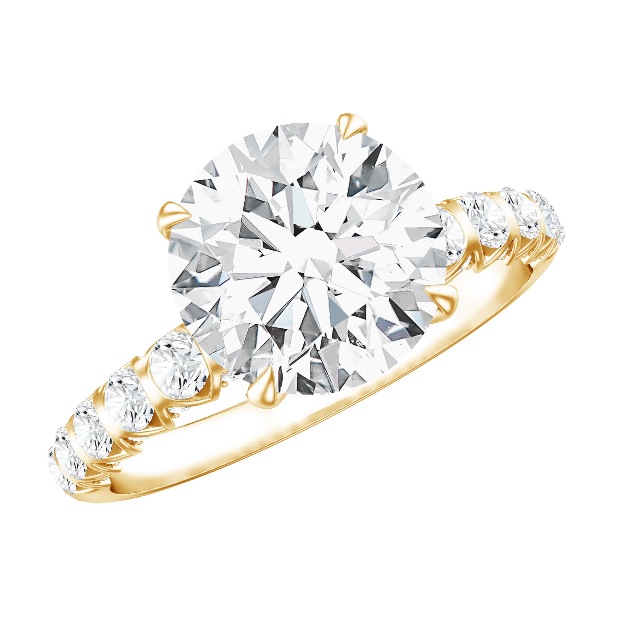 Rosec Jewels IGI Certified Lab Grown Diamond 3 Carat Engagement Ring for Women - E-VS1 Quality - Round Diamond Solitaire Ring, 18K Yellow Gold, US 8.00