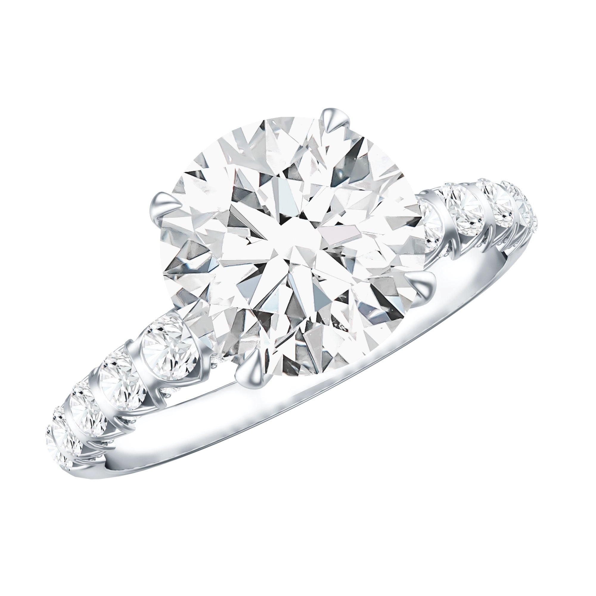 Rosec Jewels IGI Certified Lab Grown Diamond 3 Carat Engagement Ring for Women - E-VS1 Quality - Round Diamond Solitaire Ring, 925 Sterling Silver, US 4.00
