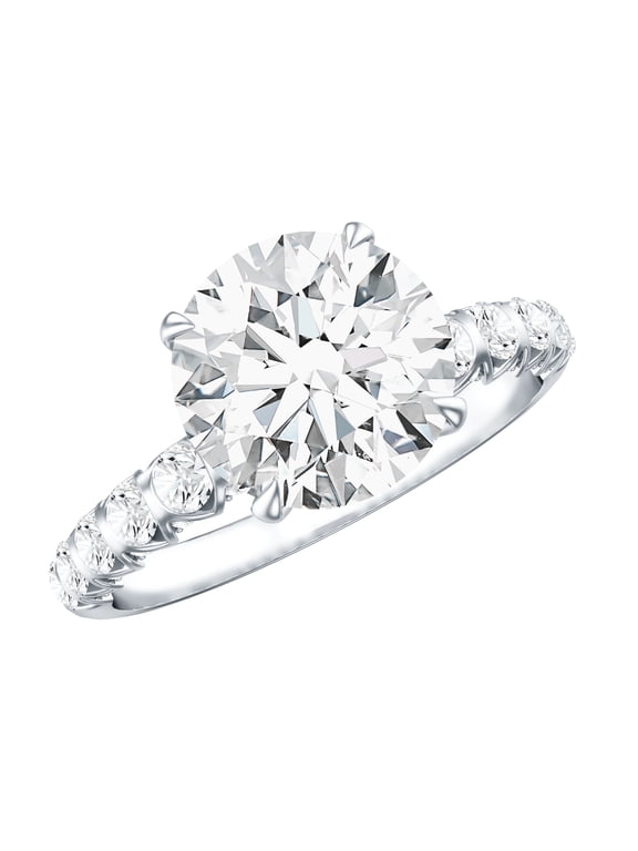 IGI Certified Lab Grown Diamond 3 Carat Engagement Ring for Women - E-VS1 Quality - Round Diamond Solitaire Ring, 925 Sterling Silver, US 6.00