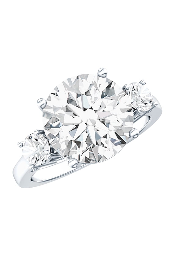 IGI Certified Lab Grown Diamond 3 Stone Engagement Ring - Big Diamond Ring for Women - E-VS1 Grade - with Jewelry Box, 18K White Gold, US 10.00