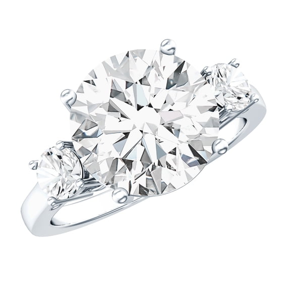 Rosec Jewels IGI Certified Lab Grown Diamond 3 Stone Engagement Ring - Big Diamond Ring for Women - E-VS1 Grade - with Jewelry Box, 925 Sterling Silver, US 6.50