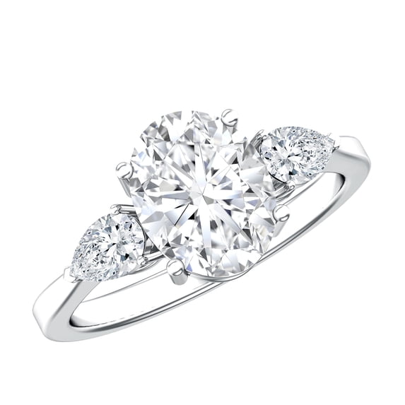 Rosec Jewels IGI Certified Lab Grown Diamond 3 Stone Engagement Ring - Statement Ring for Women - E-VS1 Grade - with Jewelry Box, 10K White Gold, US 5.00