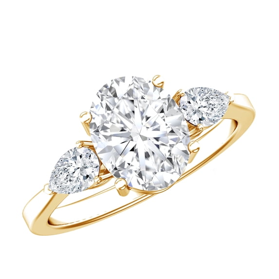 Rosec Jewels IGI Certified Lab Grown Diamond 3 Stone Engagement Ring - Statement Ring for Women - E-VS1 Grade - with Jewelry Box, 14K Yellow Gold, US 11.00