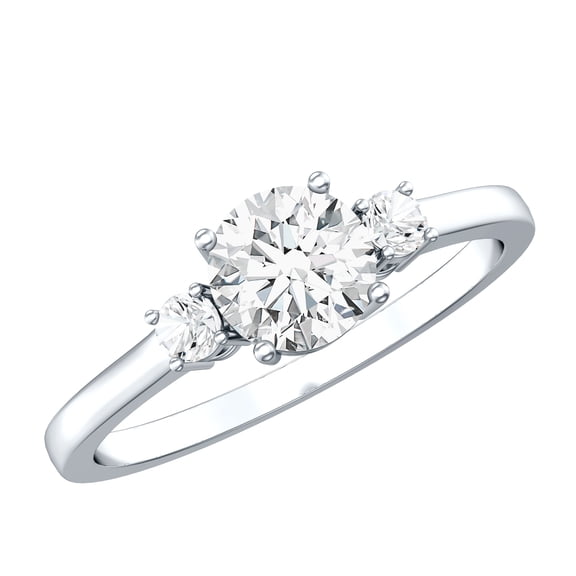 Rosec Jewels IGI Certified Lab Grown Diamond 3 Stone Engagement Ring for Women - E-VS1 Quality - with Jewelry Box, 925 Sterling Silver, US 4.00