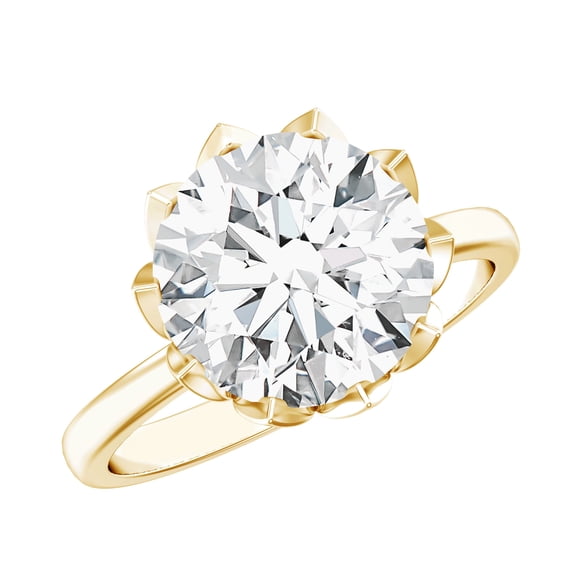 Rosec Jewels IGI Certified Lab Grown Diamond 4 Carat Engagement Ring - E-VS1 Quality - Jewelry for Special Occasions, 14K Yellow Gold, US 10.50