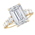 thumbnail image 1 of Rosec Jewels IGI Certified Lab Grown Diamond 4 Carat Engagement Ring with Side Stones (E-VS1 Grade) - Big Emerald Cut Diamond Ring, 10K Yellow Gold, US 7.50, 1 of 8