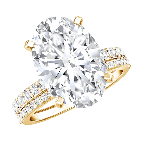 Rosec Jewels IGI Certified Lab Grown Diamond 4 Carat Engagement Ring with Band (E-VS1 Quality) - Big Oval Wedding Ring Set, 14K Yellow Gold, US 9.50